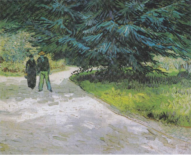 Vincent Van Gogh Couple in the Park at Arles oil painting image
